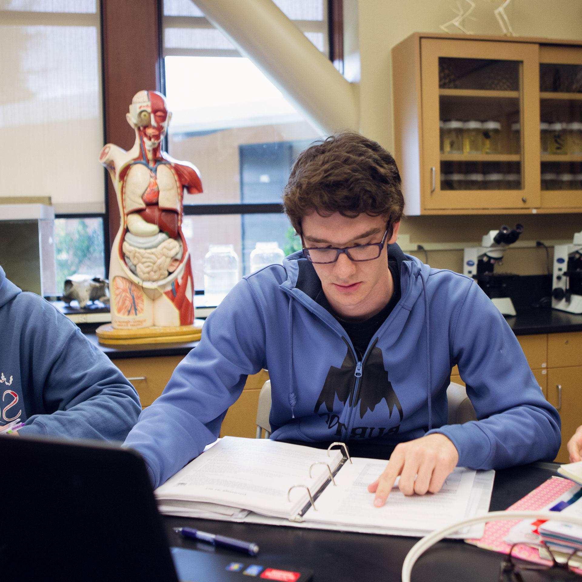 Student in physiology class